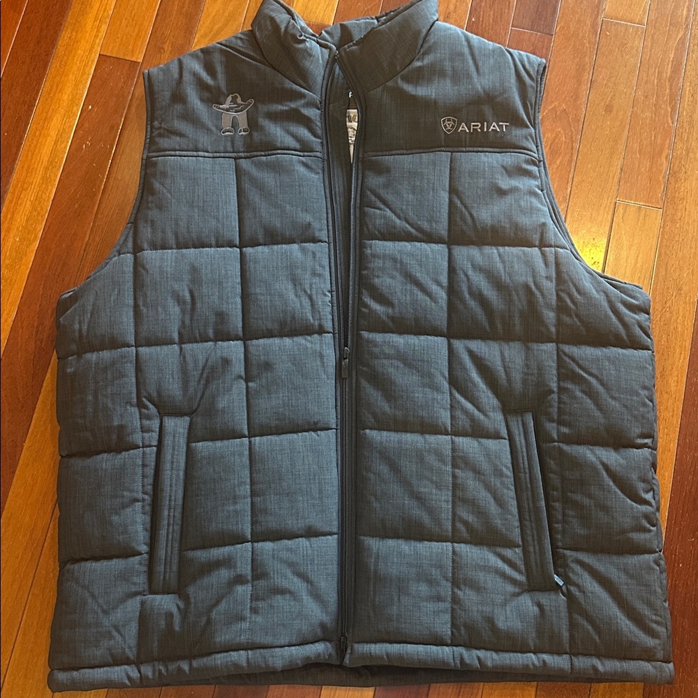 Ariat Charcoal Quilted Vest with Shortys Caboy Hattery logo